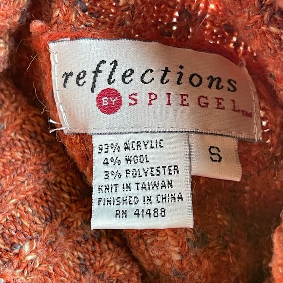 Vintage 90s Y2K ribbed orange turtleneck sweater boucle Spiegel marled oversized - Picture 4 of 17